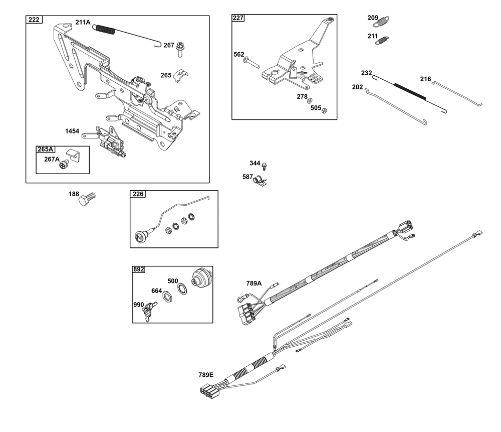 Controls Group Diagram and Parts List for 613477-4208-J1 400000 - 699999 Briggs and Stratton Engine